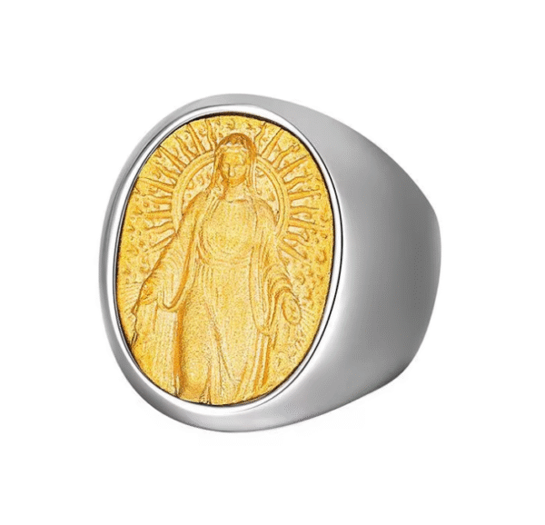 6 Gilded Trend European and American Hip-hop Exaggerated Titanium Steel Jesus Ring Men Gift Religious Jewelry Wholesale