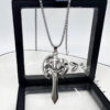 KOMI Retro Fashion Axe Necklace for Men Trendy Personality Hip Hop Sword Cross Pendant Necklaces Stainless Steel Sweater Chain