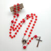 Komi Hot Sell Red Heart Cross Necklace 59 Rosary Beads Long Alloy Maria Pendant Necklaces
