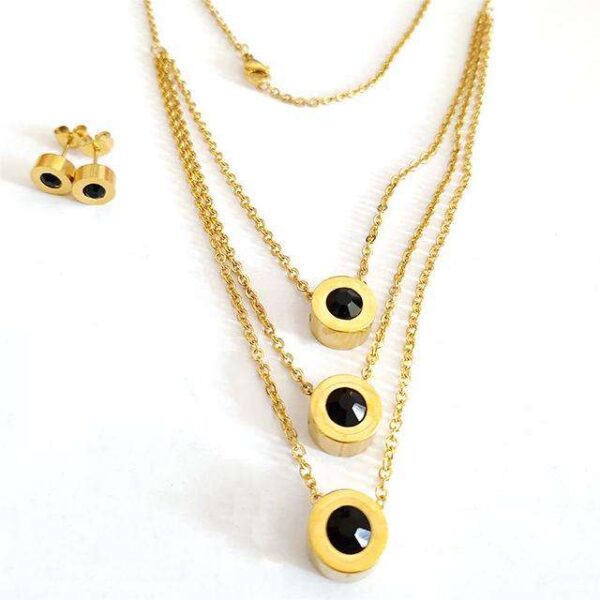 62c888d76260f8e5ef0e07da4cdcaeff_He3bdae8c2ffd4b6aa188ad5c6ced25adI_avif=close&webp=close Komi 18K Gold Plated Stainless Steel Cylindrical Titanium Steel Diamond Necklace Jewelry Multi-layer Necklace Earrings s