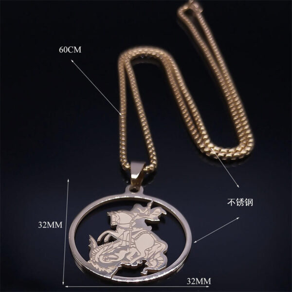 Komi 2023 New Archangel Saint Michael Protects Me Stainless Steel Necklace Holy Shield Protects Men's Necklace