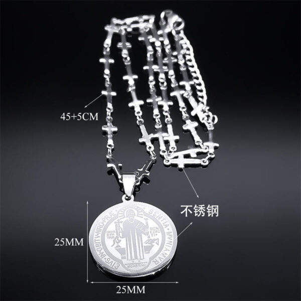 Komi Fashion Large Saint Benedict Cross Stainless Steel Men's Necklace Gold Chain Necklace Jewelry