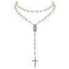 KOMI Catholic Pink Purple White Blue Pearl Necklaces Pearl Beads Rosary Necklace with Virgin Mary Medal & Cross Fashion Jewelry