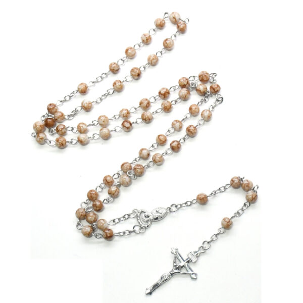 Komi Glass Stone Beads Crucifix Cross Pendant Catholicism Religious Gift Cross Rosary Necklace