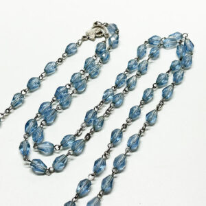 KOMI 2024 New White Copper Chain Link Multi-faceted Cross Pendant Religious Bead Necklace