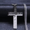 Komi Men's Cross Necklace Stainless Steel Gold Silver Black Bible Prayer Necklace