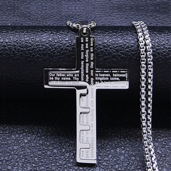 Komi Men's Cross Necklace Stainless Steel Gold Silver Black Bible Prayer Necklace