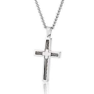 2024 Komi High Quality Stainless Steel Cross Necklace Pendant Gift Steel Chain Necklace Jewelry for Men