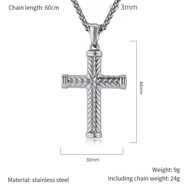 68d76293636ba51218b46fd26056ef82_H290abd32056b47f2b4f98ce5ae01b697f_avif=close&webp=close KOMI Cross Necklace for Men Silver Black Gold Stainless Steel Textured Cross Pendant Necklace for Men Wheat Chain 24 Inch Gifts