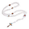 KOMI Cross Rosary Necklace White Map Beads Beads in Acrylic Catholic Rosary Necklace