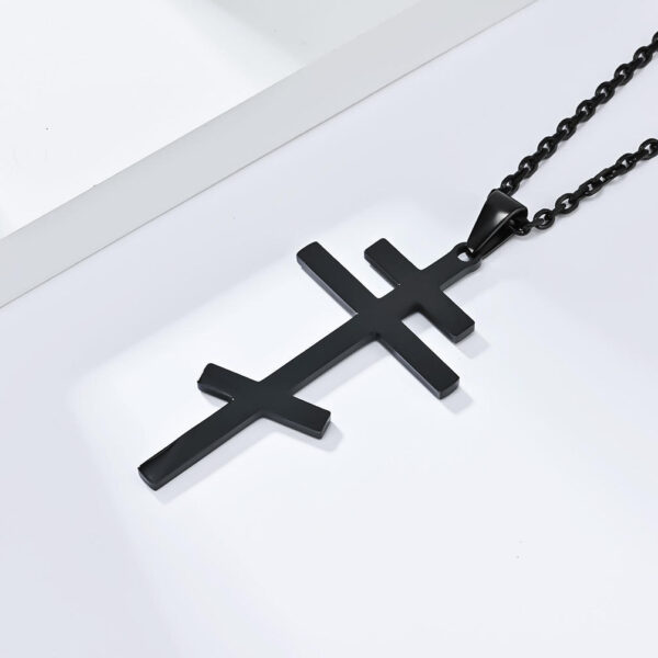 KOMI Cross Necklace for Men Silver Black Gold Orthodox Stainless Steel Cross Pendant Necklace for Men Women Simple Chain 24 Inch