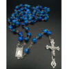 Hot Holy Catholic Blue Glass Crystal Beads Rosary Necklace With Sliver Jesus Cross Christ Maria Necklace
