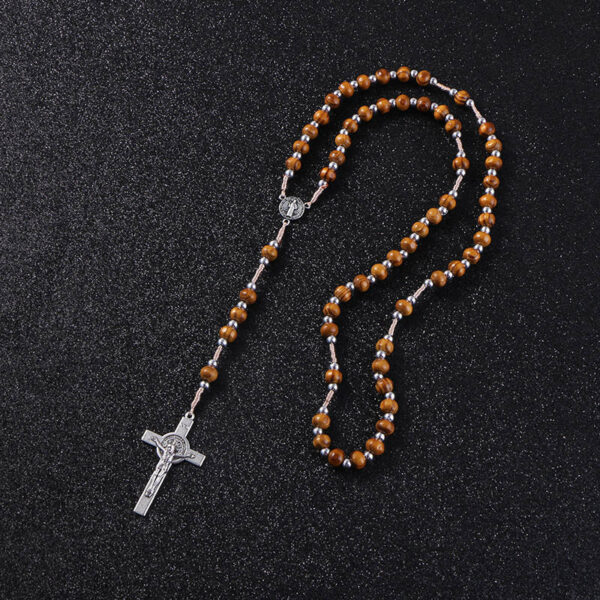 Komi Wooden Rosary Necklaces High Quality Good Wood Beads Rosary Necklace Cross Pendants Christ Jesus Religious Pray Jewelry