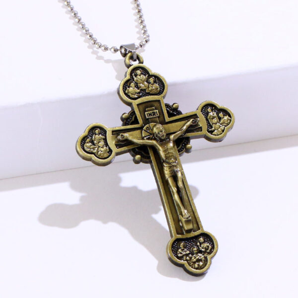 2024 New Cross Necklace Choker Cross Men's Pendant Necklace Bold Twist Crucifix Chain
