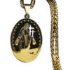 KOMI HipHop Goddess Madonna Medal Twist Chain Necklace 18K Gold Stainless Steel Oval Virgin Mary Pendant Necklaces for Men Gift