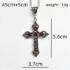 KOMI Vintage Fashion Colored Crystal Cross Pendant Necklaces for Men Women Unique Gothic Diamond Cross Necklaces for Boys Girls