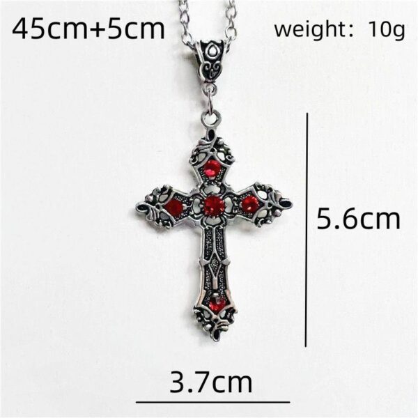 KOMI Vintage Fashion Colored Crystal Cross Pendant Necklaces for Men Women Unique Gothic Diamond Cross Necklaces for Boys Girls