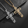 KOMI Mens Stainless Steel Hollow Cross Pendant Necklace with Rolo Chain Simple High Polish Gothic Punk Cross Necklaces for Men