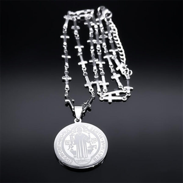 Komi Fashion Large Saint Benedict Cross Stainless Steel Men's Necklace Gold Chain Necklace Jewelry