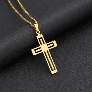Stainless Steel Cross Pendant Necklace Men and Women Versatile Titanium Pendant Sweater Chain Guard Chain Accessories