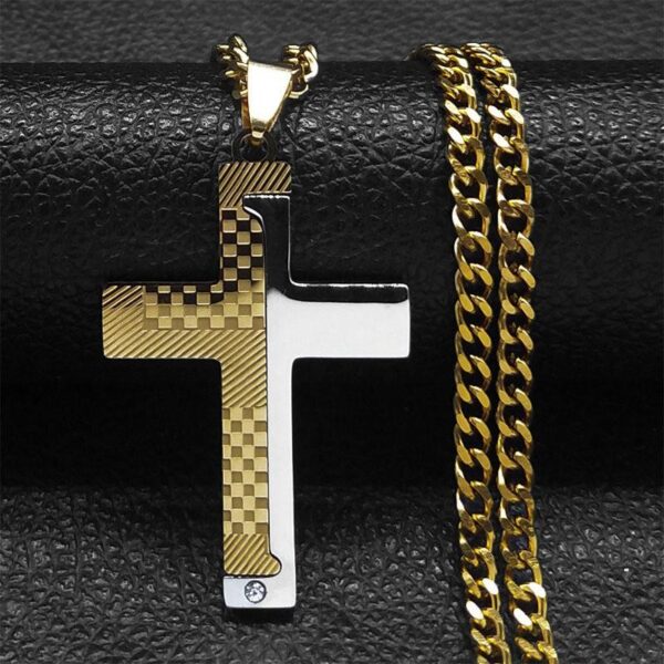 KOMI Titanium Steel Double Color Cross Pendant Personality Men's Stainless Steel Necklace Jewelry Wholesale