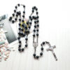 Komi High-grade Black Frosted Stone Agate Rosary Necklaces Wedding Rosary Men and Women's Necklace