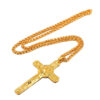 Komi Hot Sale Big Gold Crucifix Cross Pendant Necklace Long Chain Jesus Cross Gold Necklaces Pendants Religious Christian Gifts