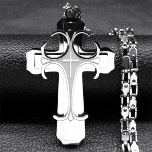 Komi 2023 New Gold Large Cross Necklace Men's Stainless Steel Religious Necklace