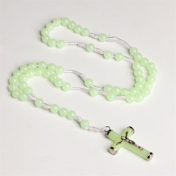 73c1658eaf61c3b6aa919926177fd7a8_Hd4818032332b4cd2ba21259ddcbd28fbs_avif=close&webp=close KOMI Cross Necklace Statement 8mm Luminous Plastic Beads Rosary Necklace Prayer Church Religion Baptism Jewelry Gifts for Unisex