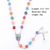 2024 Hot Sell Rosary Glass Color Beads Jesus Cross Christ Maria Stock Necklace for Pray