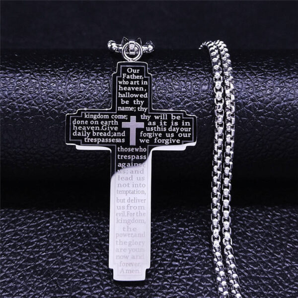 Komi 2023 New w Bible Cross Chain Necklace Men's Stainless Steel Pendant Necklace Religious Prayer Jewelry Wholesale