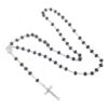 KOMI 2024 New Hot Selling Blue Crystal Rosary Necklace Multicolor Crystal Flat Bead Cross Necklace