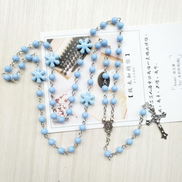 7682287557fbddb331551163e4ac07e7_Hf8f9b895f8304a0ba053645a4e7daa97l_avif=close&webp=close Komi Colourful 6mm Rosary Cross Pendant Necklace Religious Rosary Necklace for Pary