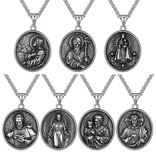 76c95169f40c3a29f6efb5dbebb68874_H14845fd154534d82b16d1256b1056b4b1_avif=close&webp=close KOMI Wholesale Titanium Steel Our Lady of Jesus Pendant Necklace Men's Stainless Steel Necklace Gothic Pendants Necklaces