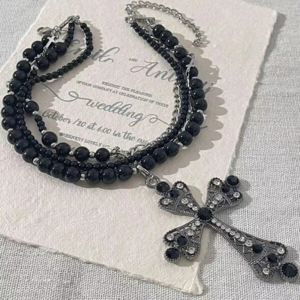 77574aeca7d7d71fdf30a08745d6468b_Hd679e186603c467b98f2bf3c122c633fY_avif=close&webp=close KOMI Unique Layered Black Beads Titanium Steel Cross Chain Chokers Necklaces Gothic Punk Vintage Cross Pendant Necklace for Men