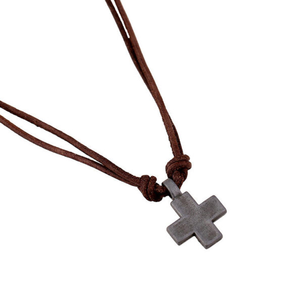 KOMI New Design Braided Cowhide Cross Pendant Necklace Personality Accessories