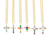 2024 KOMI Fashion Colorful CZ Cross Pendant Necklace Stainless Steel Chain Choker Necklace 18K Gold Cubic Zirconia Necklaces Pendant