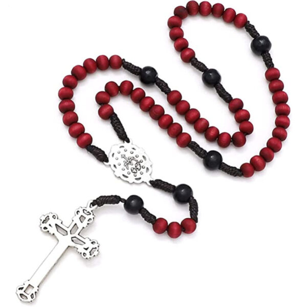 79008777ce0d19074ceba9720d67850b_Hd2513c22be854607a703a03aff3ba1edX_avif=close&webp=close KOMI Handmade Red Wooden Beads Rosary Necklace for Men Women Crucifix Cross Pendant Necklaces Religious Faith Gifts