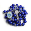 2024 Komi Wholesales Religious Catholic 8mm Blue Acrylic Grind Arenaceous Beads Chain Prayer Rosary Necklace