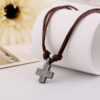 KOMI New Design Braided Cowhide Cross Pendant Necklace Personality Accessories