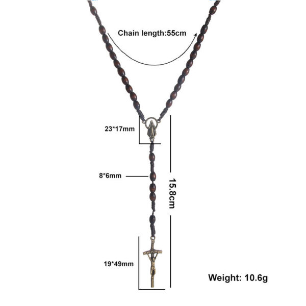 2024 New Religious Jesus Wood Beads High Grade Cross Rosary Necklace Religious Jewelry Wholesale Wholesale