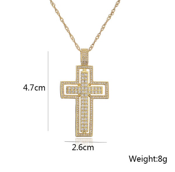 7ae875ef85f65a5f5f54fc8970801811_Hd0edb33c7cbe45499255c9e9ec5199a7J_avif=close&webp=close 18k Gold Planted Stainless Steel Rose Faith Jesus Cross Charm Choker Necklace Pendant Zircon Cross Necklace Jewelry