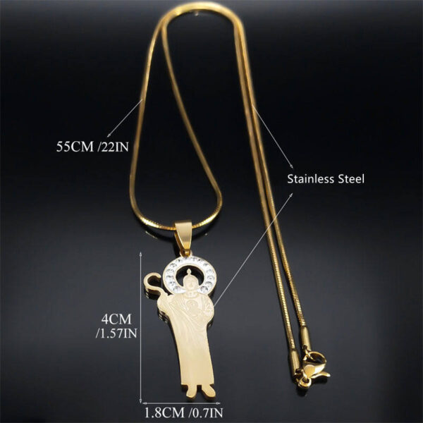 KOMI Gold Plated Stainless Steel Saint St Jude Medal Pendant Necklaces for Men Boys 22Inch Religious Statement Jewelry Gifts