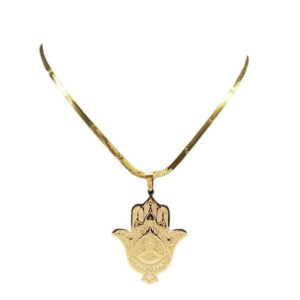 Komi Fatima Hasam Hand Necklace Women Men Stainless Steel Round Necklace