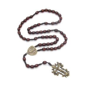 2024 New Religious Jesus Wood Beads High Grade Cross Rosary Necklace Religious Jewelry Wholesale Wholesale