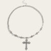 7baa4f764695ec13b1f6b3fbff6f8633_H3bb4d2d47f884f2799ef14081d0328dfr_avif=close&webp=close KOMI Vintage Cross Pendant Necklaces Choker Collarbone Chain Metal Ball Cross Pearl Beaded Necklace for Women Girls Party Gifts