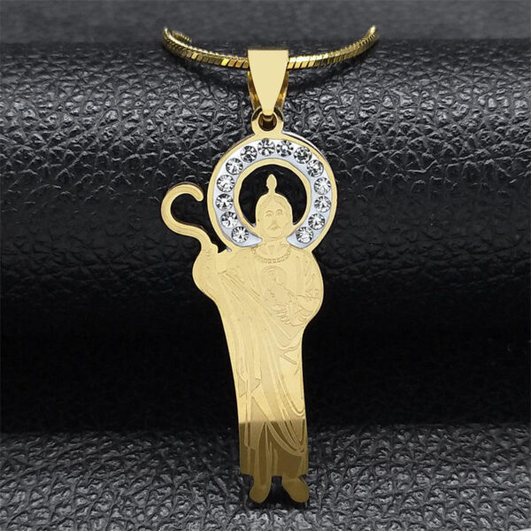 KOMI Gold Plated Stainless Steel Saint St Jude Medal Pendant Necklaces for Men Boys 22Inch Religious Statement Jewelry Gifts