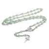 Dreamwork Religious Green Resin Beads Rosary Necklace Shell Medal and Jesus Cross Crucifix Pendant Necklace Communion Rosary