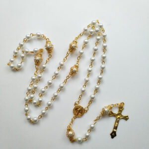KOMI Flower Pedestal Glass Beads Rosary Benedictine Cross Rosary Beads Religious Rosary Necklaces