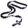 Komi Wholesales Black Catholic Necklace Handcrafted Wooden Beads Cross Pendant Jewelry Rosary Necklace